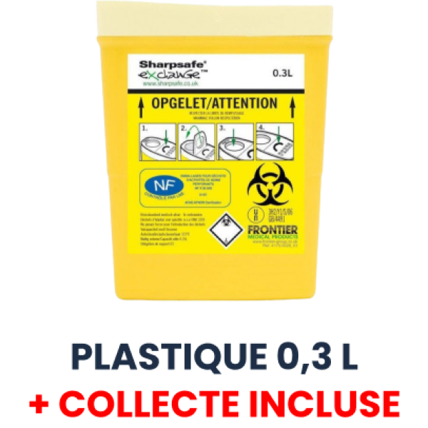 0,30 L Plastique Collecteur DASRI - Collecte incluse