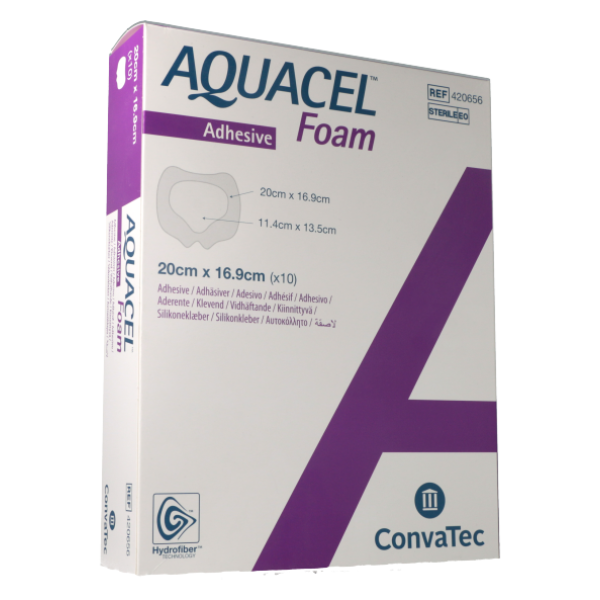 Aquacel Foam Adhesive 20x16,5cm (x10) - Pansements Hydrocellulaire Siliconé Hydrofiber