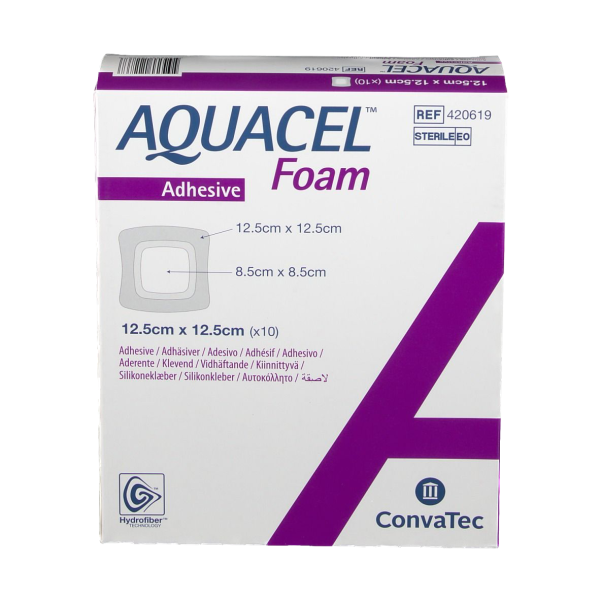 Aquacel Foam Adhésif 12.5 x 12.5 cm (x16) - Pansement Hydrocellulaire Siliconé HydroFiber