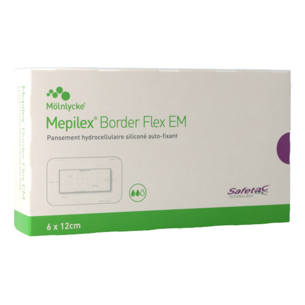 Mepilex Border Flex EM 6x12cm (x10) - Pansement Hydrocellulaire Auto-Fixant