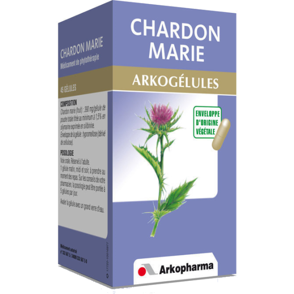 Arkogélules chardon marie troubles digestifs d'origine hépatique Arkopharma - 45 gélules