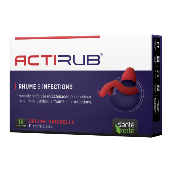Actirub Rhume & infections Echinacée Zinc et Vitamine C Santé Verte - 15 Comprimés