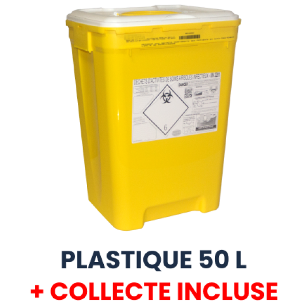 50 L Plastique Fût Collecteur DASRI - Collecte incluse