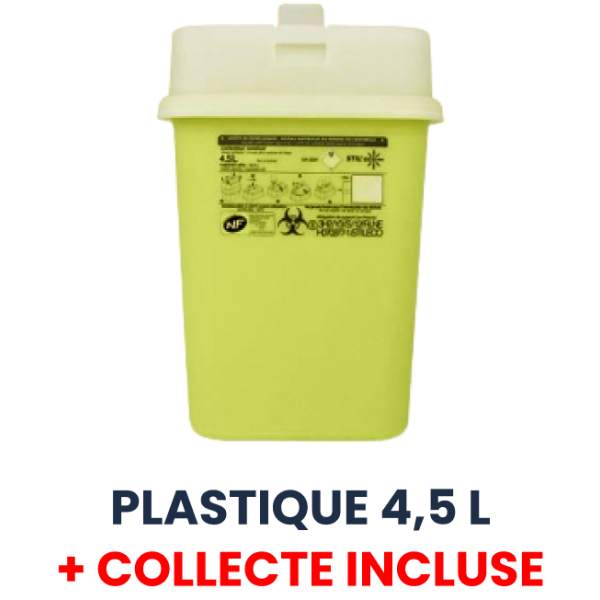 4,5 L Plastique Collecteur DASRI - Collecte Incluse