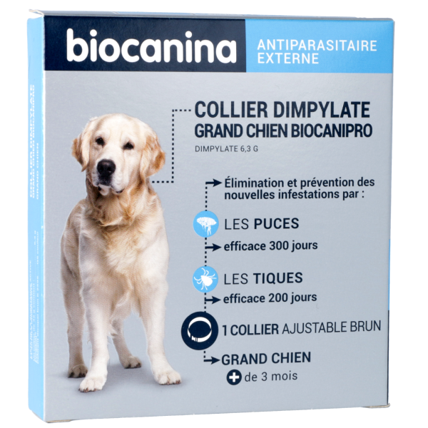 Biocanipro Collier antiparasitaire extrene pour Grand chien Biocanina - 1 collier